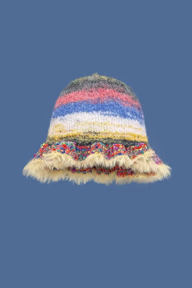 Multi-Color Striped Knit Bucket Hat