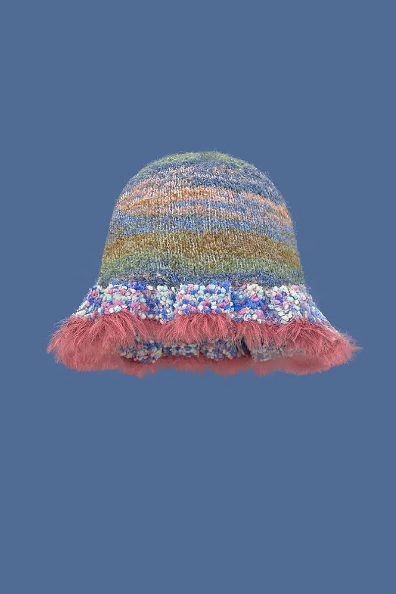 Multi-Color Striped Knit Bucket Hat