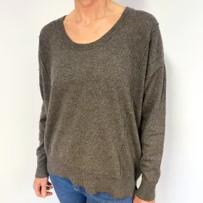 Muted Brown Cashmere Crew Neck Jumper Medium