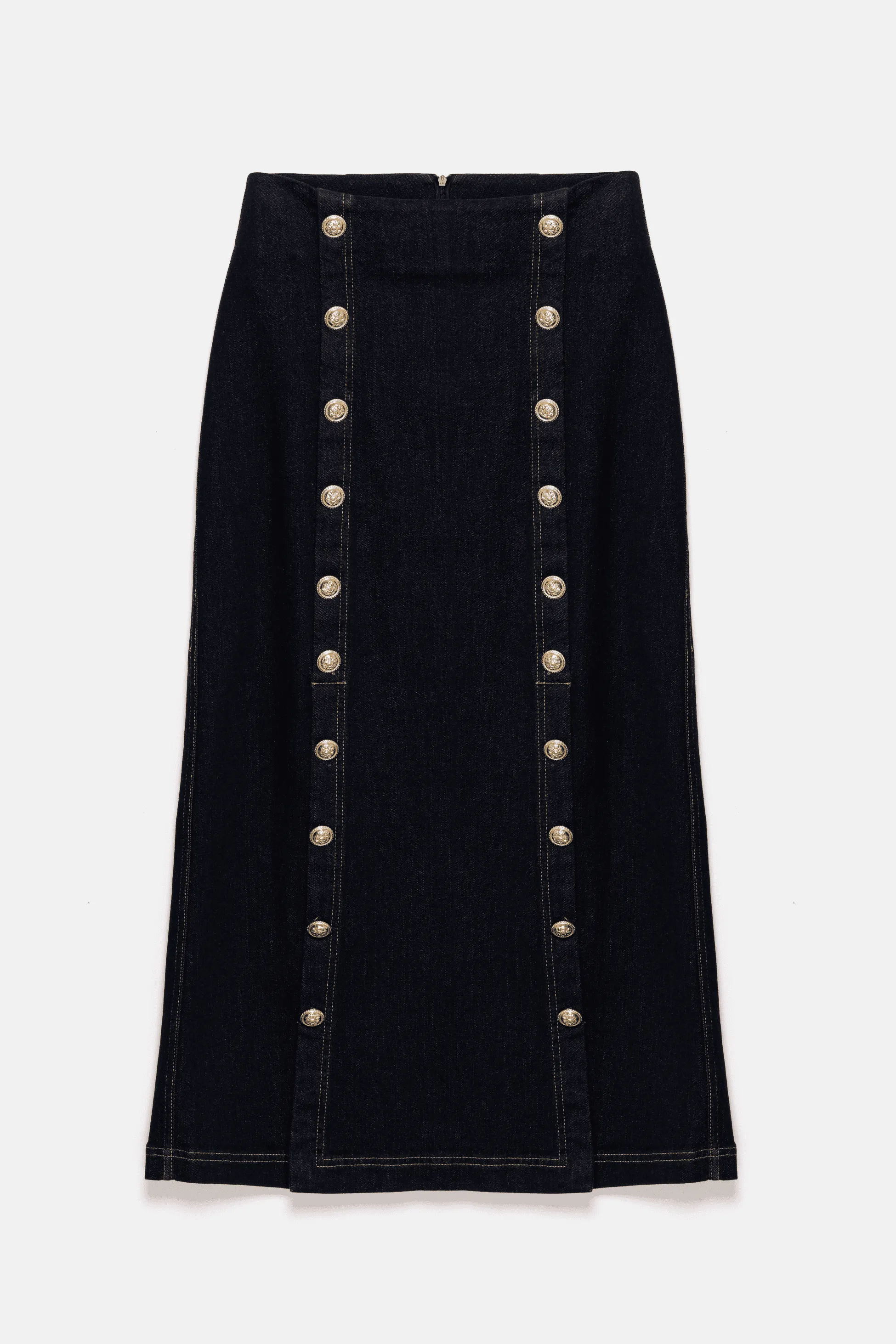 Navy Blue Nadia Long Skirt In Cotton