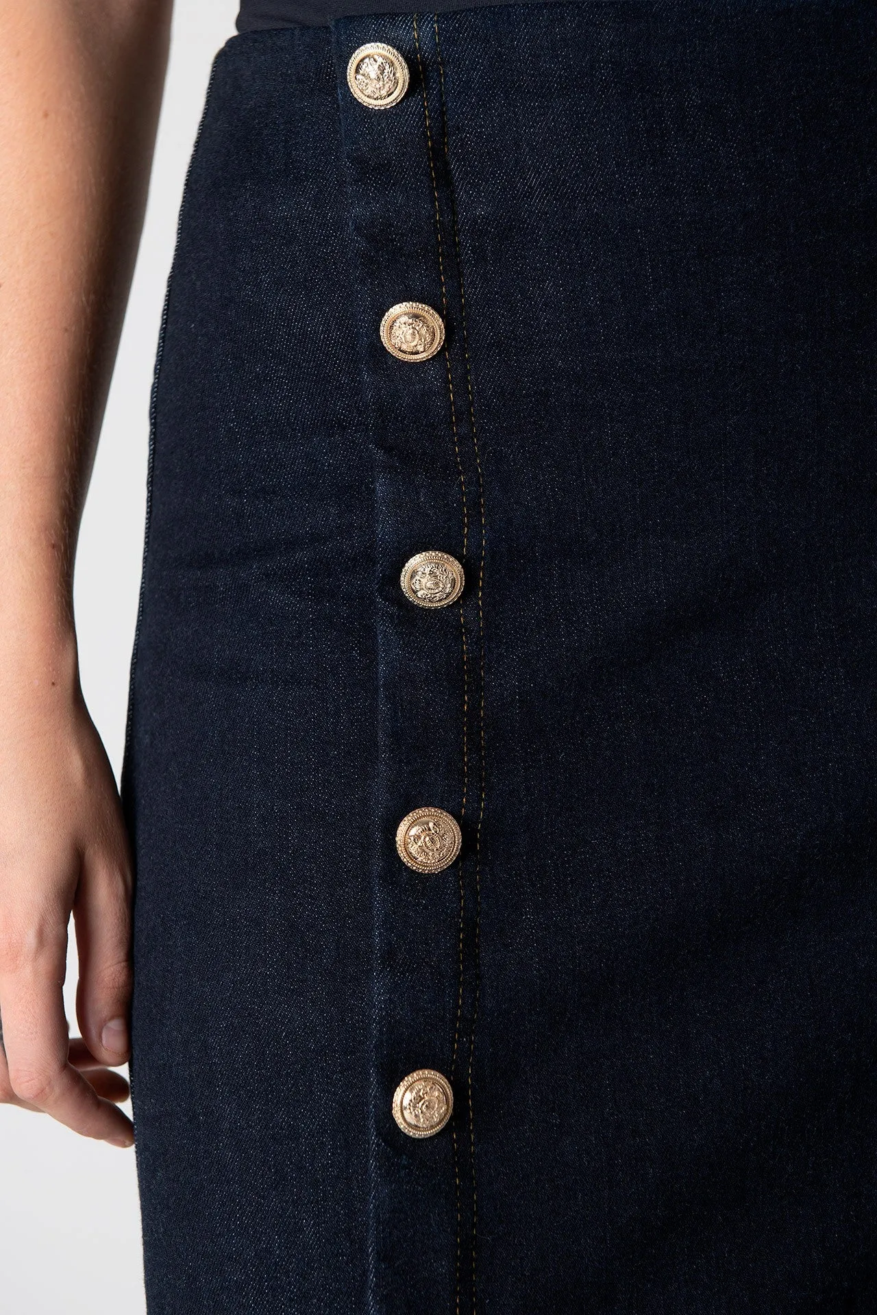 Navy Blue Nadia Long Skirt In Cotton