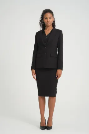 NDL Women Three-Piece Women's Suit with Vest-Jacket Skirt Black - Neunkirchen