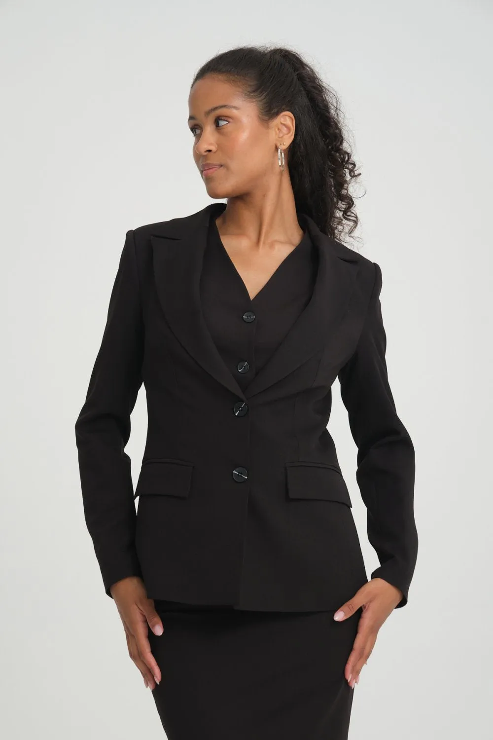 NDL Women Three-Piece Women's Suit with Vest-Jacket Skirt Black - Neunkirchen