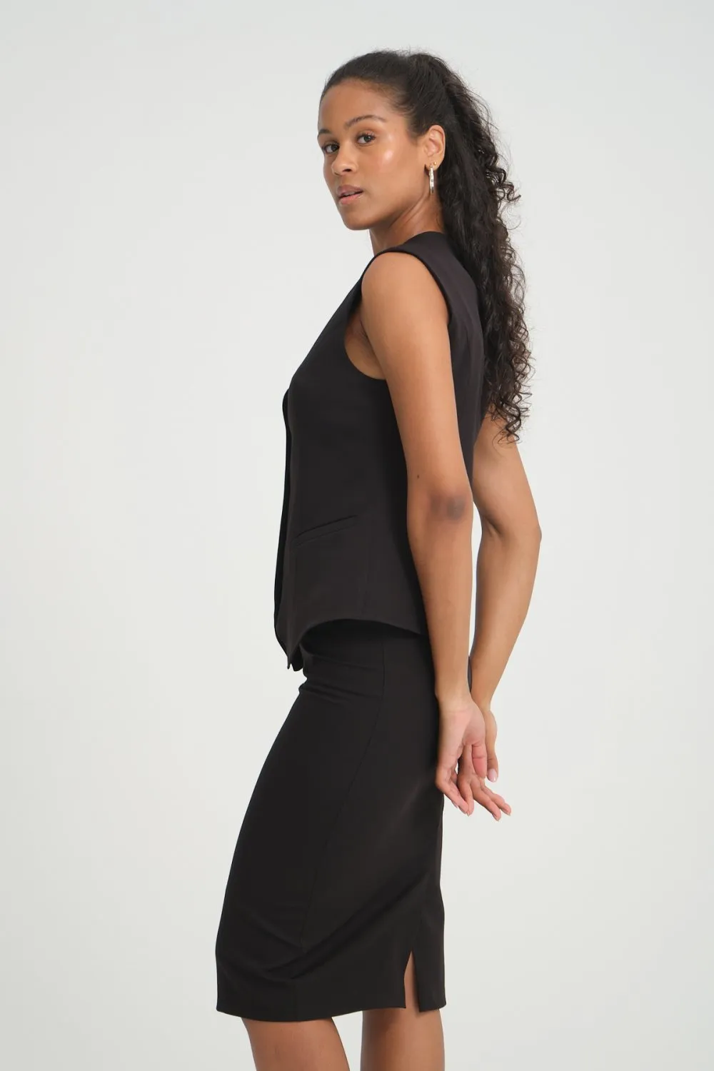 NDL Women Three-Piece Women's Suit with Vest-Jacket Skirt Black - Neunkirchen