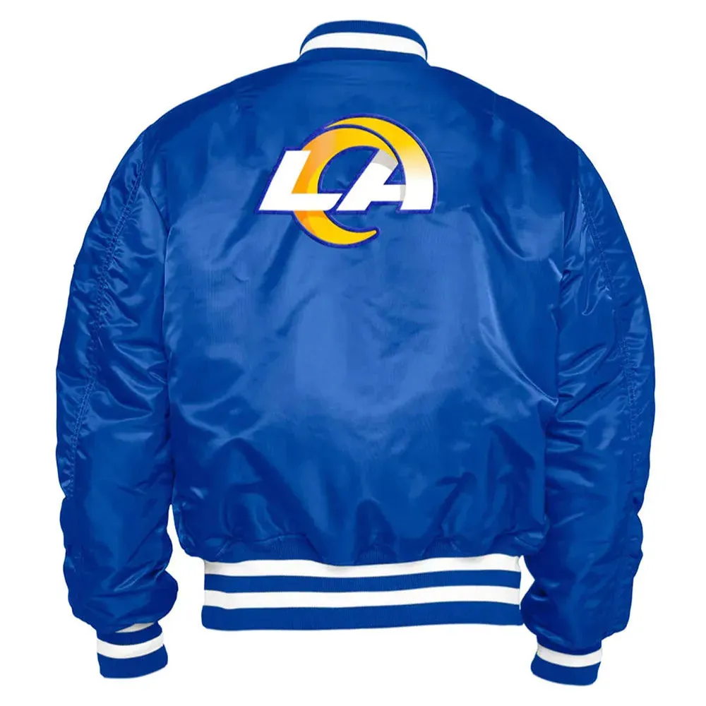 NFL LA Rams Bomber Royal Blue Satin Jacket