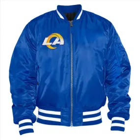 NFL LA Rams Bomber Royal Blue Satin Jacket