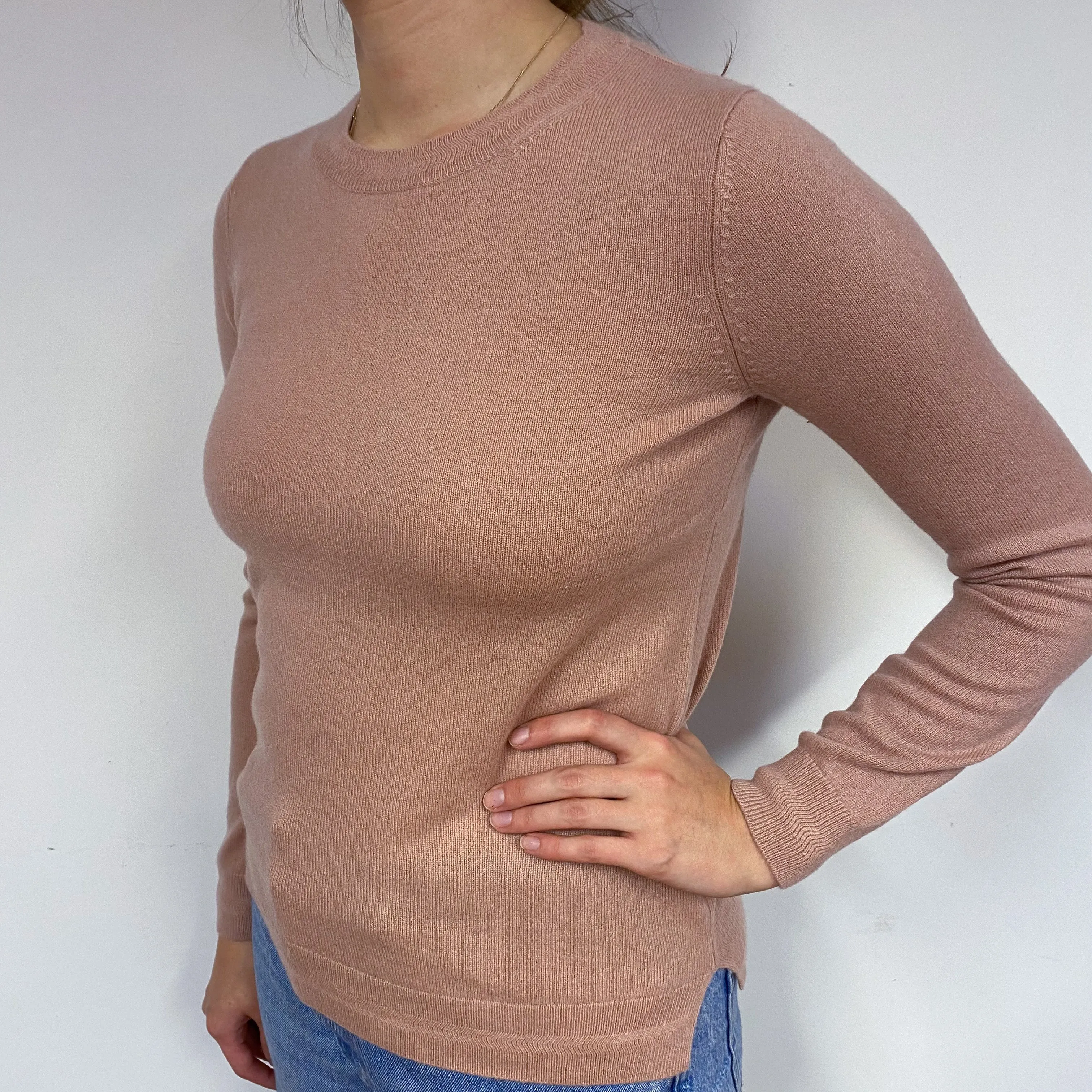 Nude Pink Cashmere Crew Neck Jumper Small