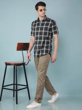 Olive Printed Chinos Straight Trousers