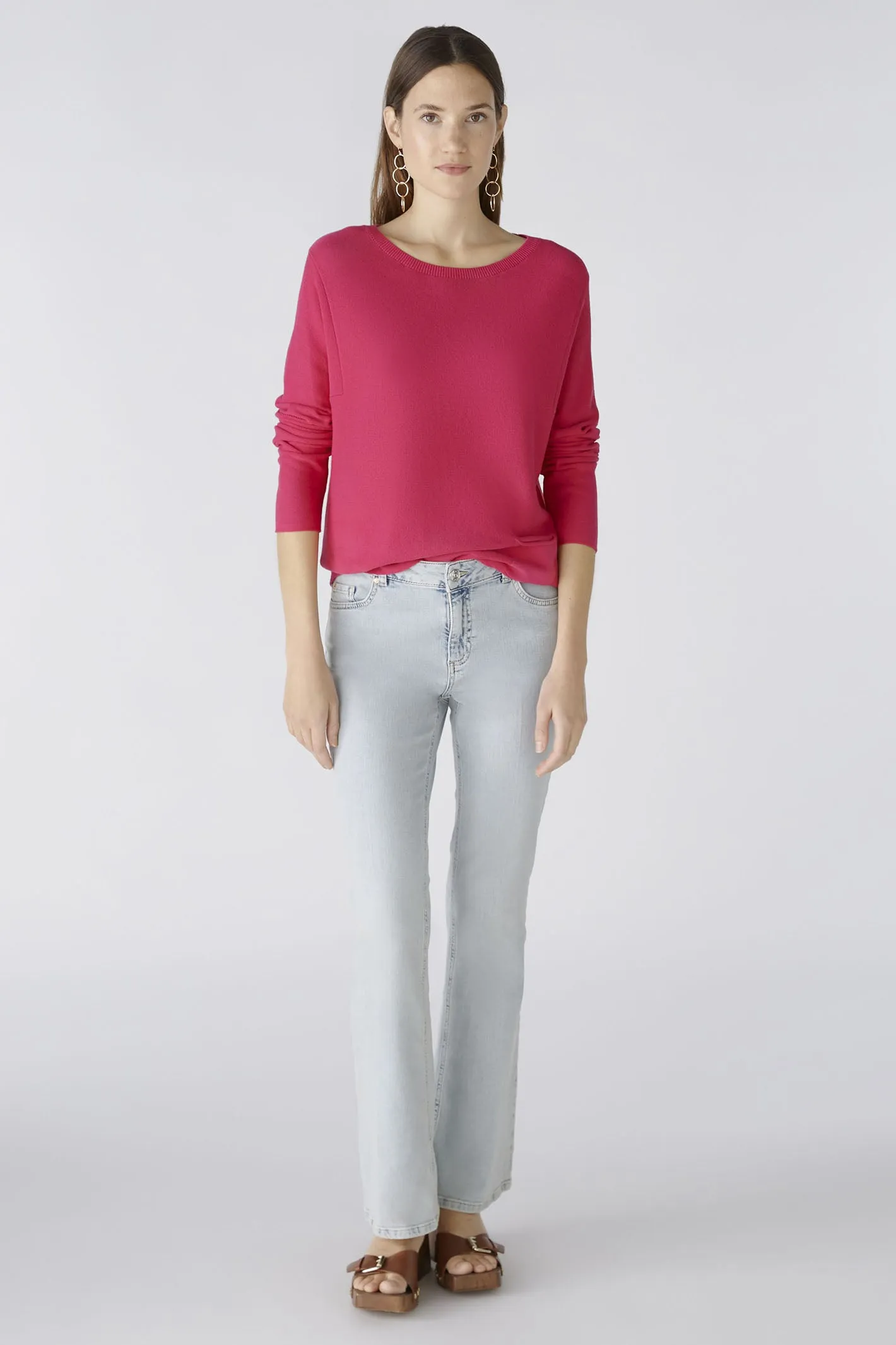 Oui 79915 Keiko Pink Wide Neck Jumper