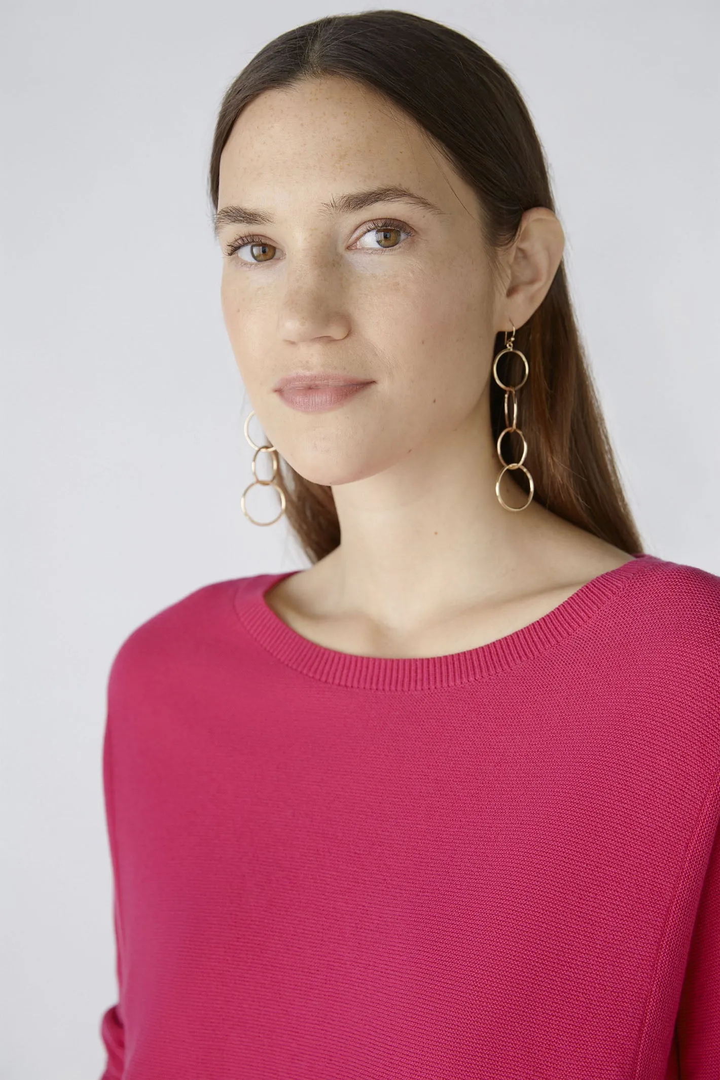 Oui 79915 Keiko Pink Wide Neck Jumper
