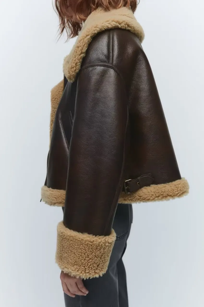 Oversized Faux Shearling-Lined Jacket