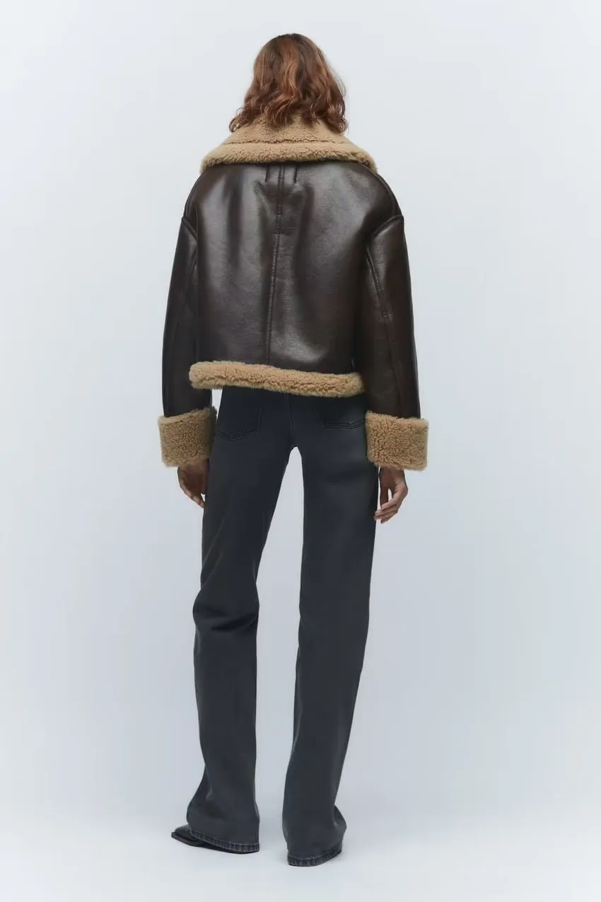 Oversized Faux Shearling-Lined Jacket
