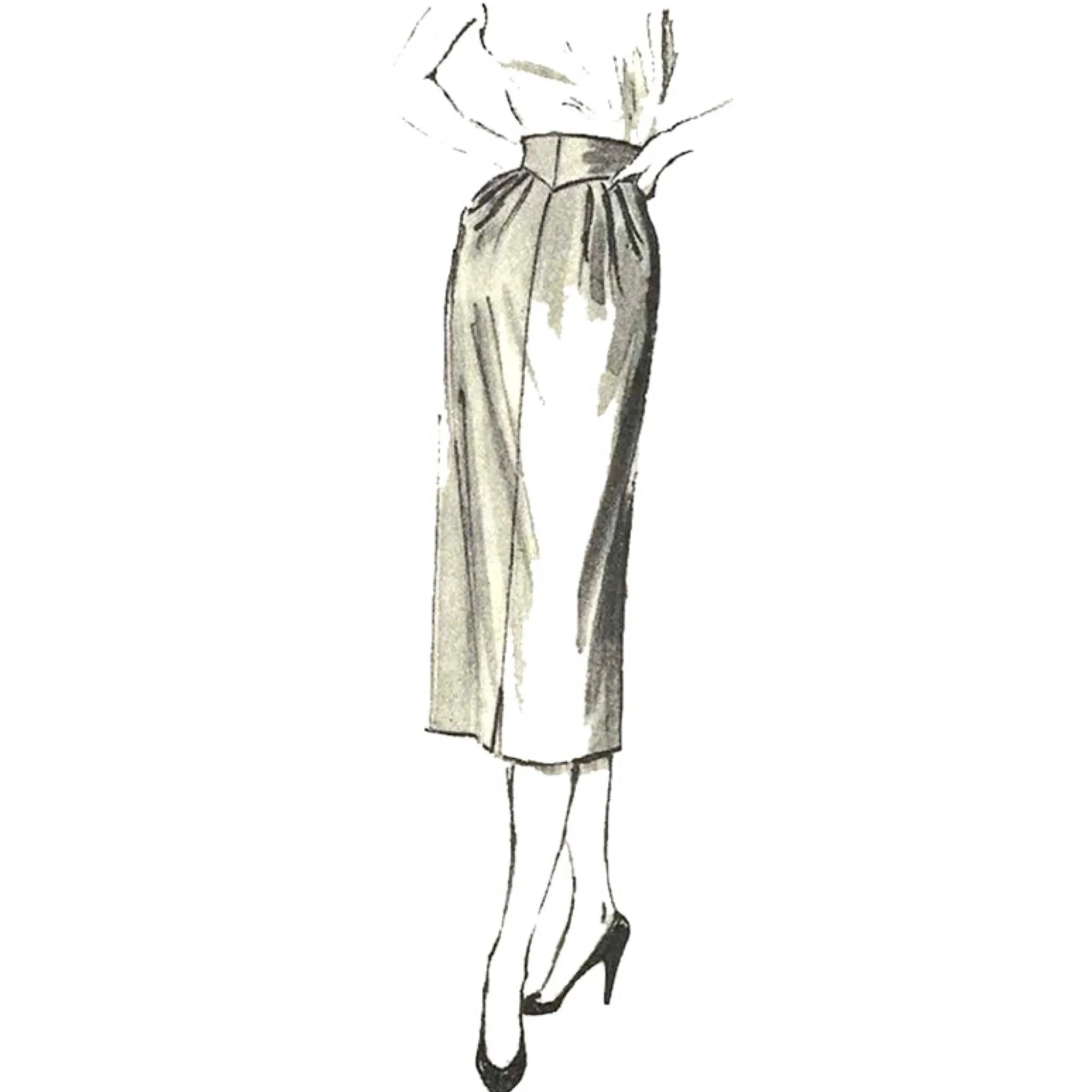 PDF - 1950s Pattern, Wiggle, Slim, Pencil Skirt -  Waist 28” (71cm) - Download