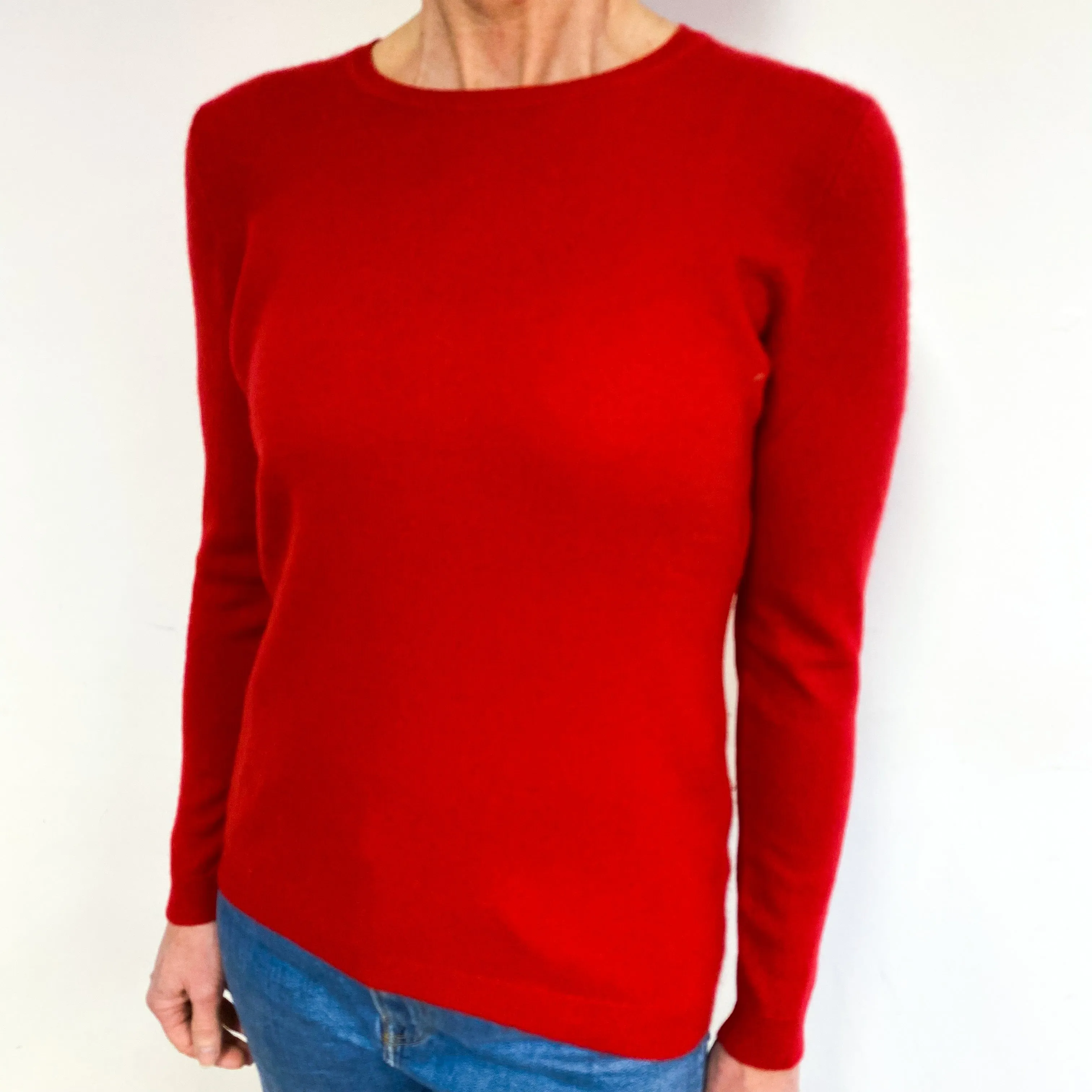 Pillar Box Red Cashmere Crew Neck Jumper Medium