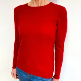 Pillar Box Red Cashmere Crew Neck Jumper Medium