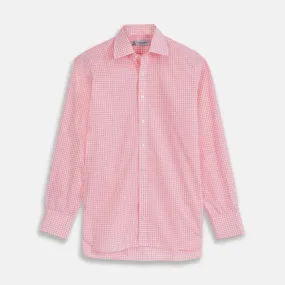 Pink & White Cotton Gingham Check Shirt with T&A Collar and 3-Button Cuffs