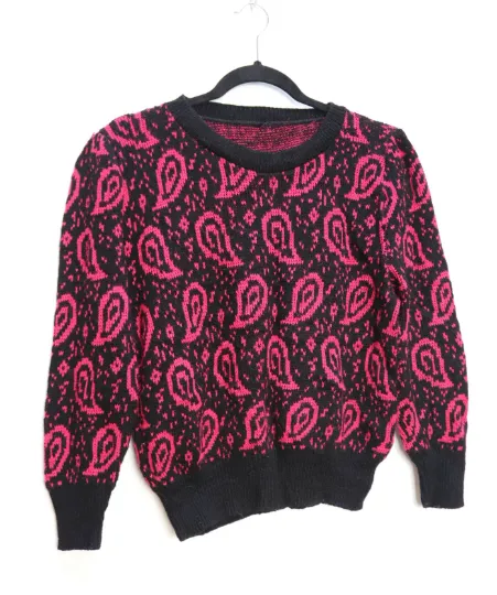 Pink   Black Paisley Jumper - M