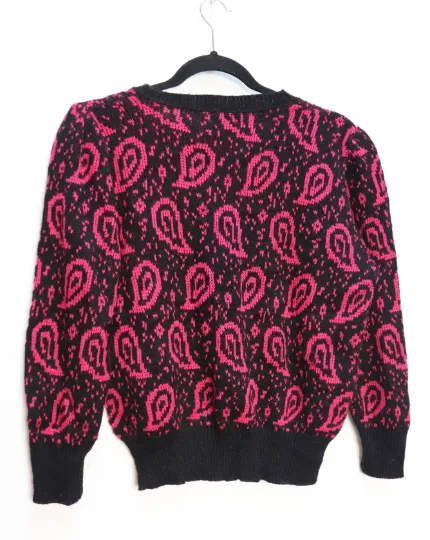 Pink   Black Paisley Jumper - M