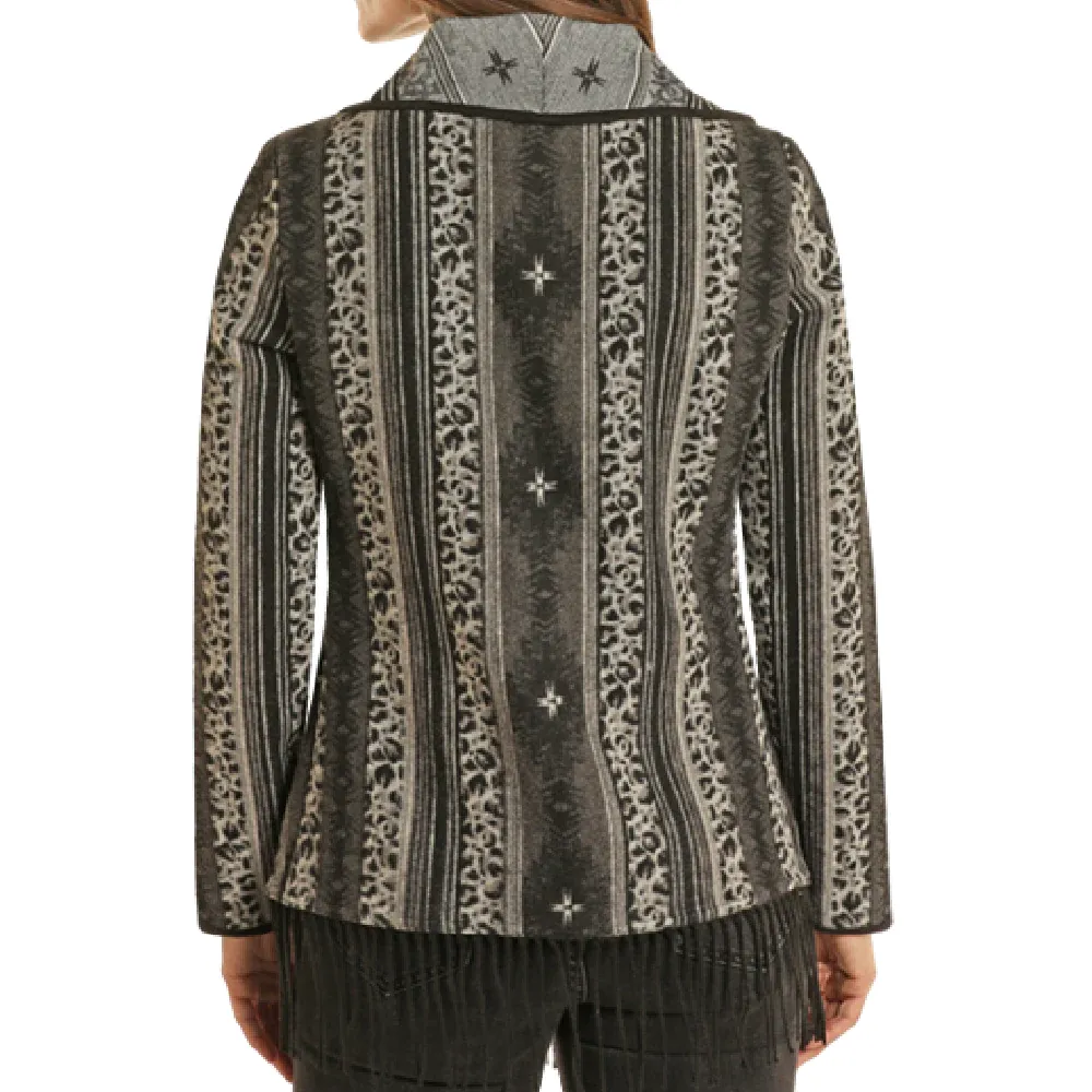 Powder River Outfitters Ladies Swing Wool Fringe Black Coat DW92C01499