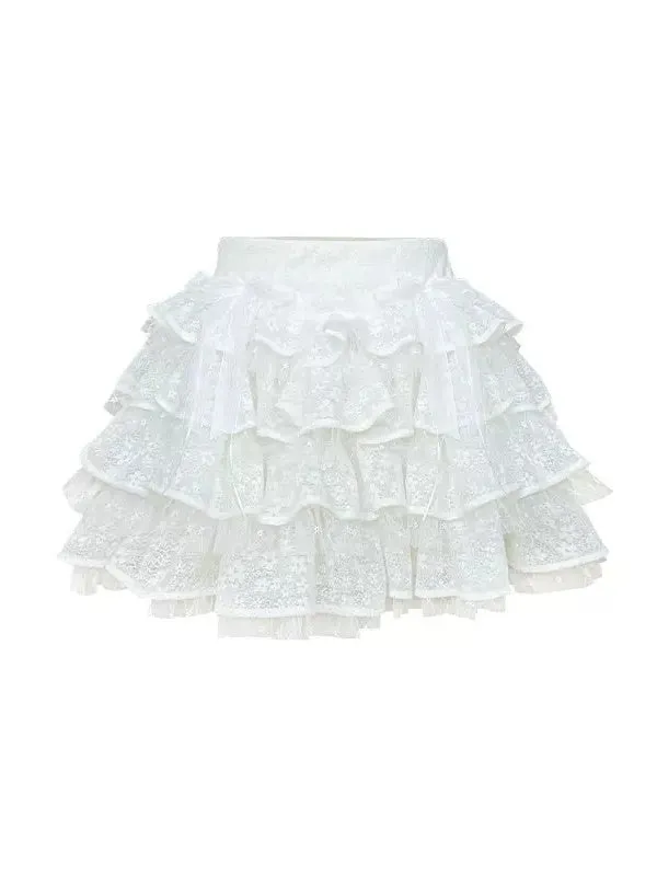 Printed Flower Mesh Tutu Skirt