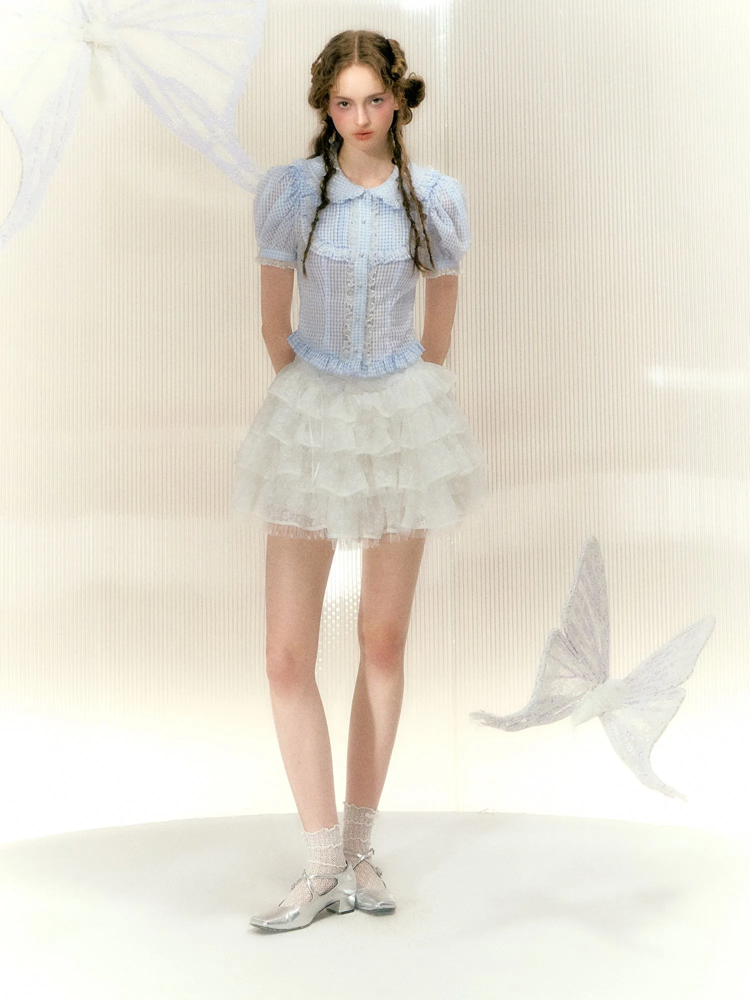 Printed Flower Mesh Tutu Skirt