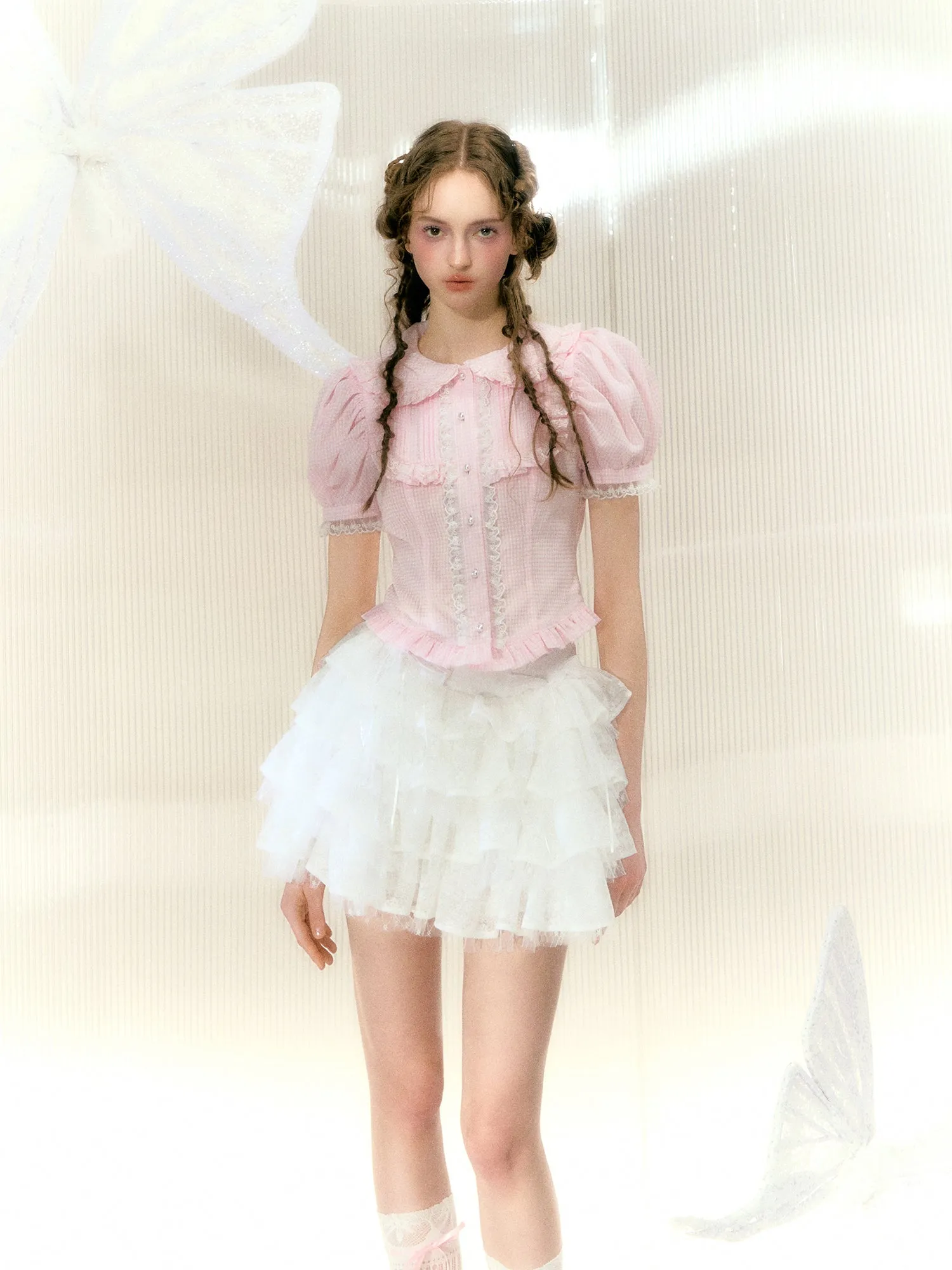 Printed Flower Mesh Tutu Skirt