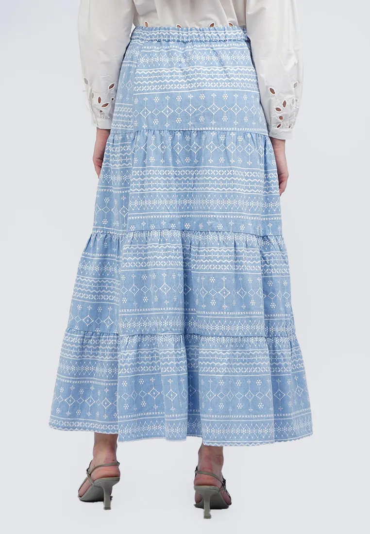 Printed Tier Maxi Skirt