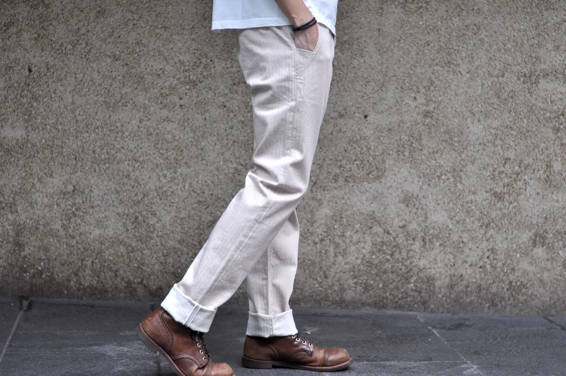 Pure Blue Japan 12oz Herringbone Twill Chinos (Beige)