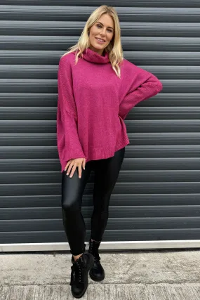 Rachel Polo Neck Knitted Jumper Berry