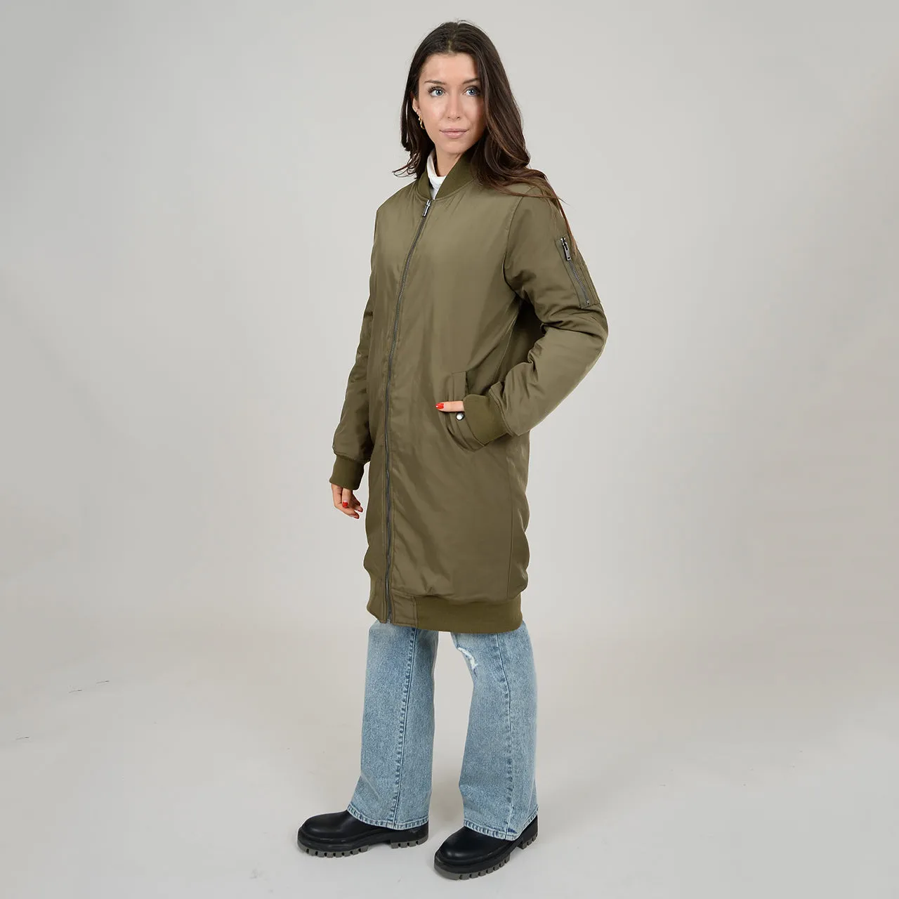 RD STYLE WOMEN'S RAELYN LONG BOMBER JACKET