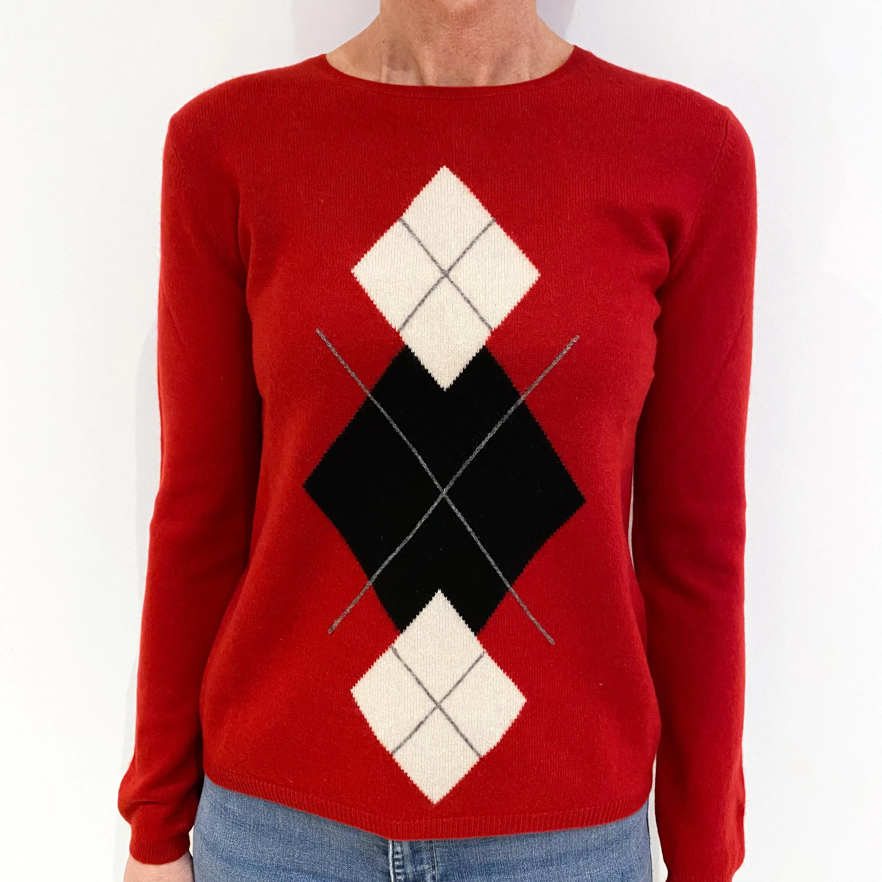 Red Diamond Cashmere Crew Neck Jumper Small