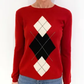 Red Diamond Cashmere Crew Neck Jumper Small