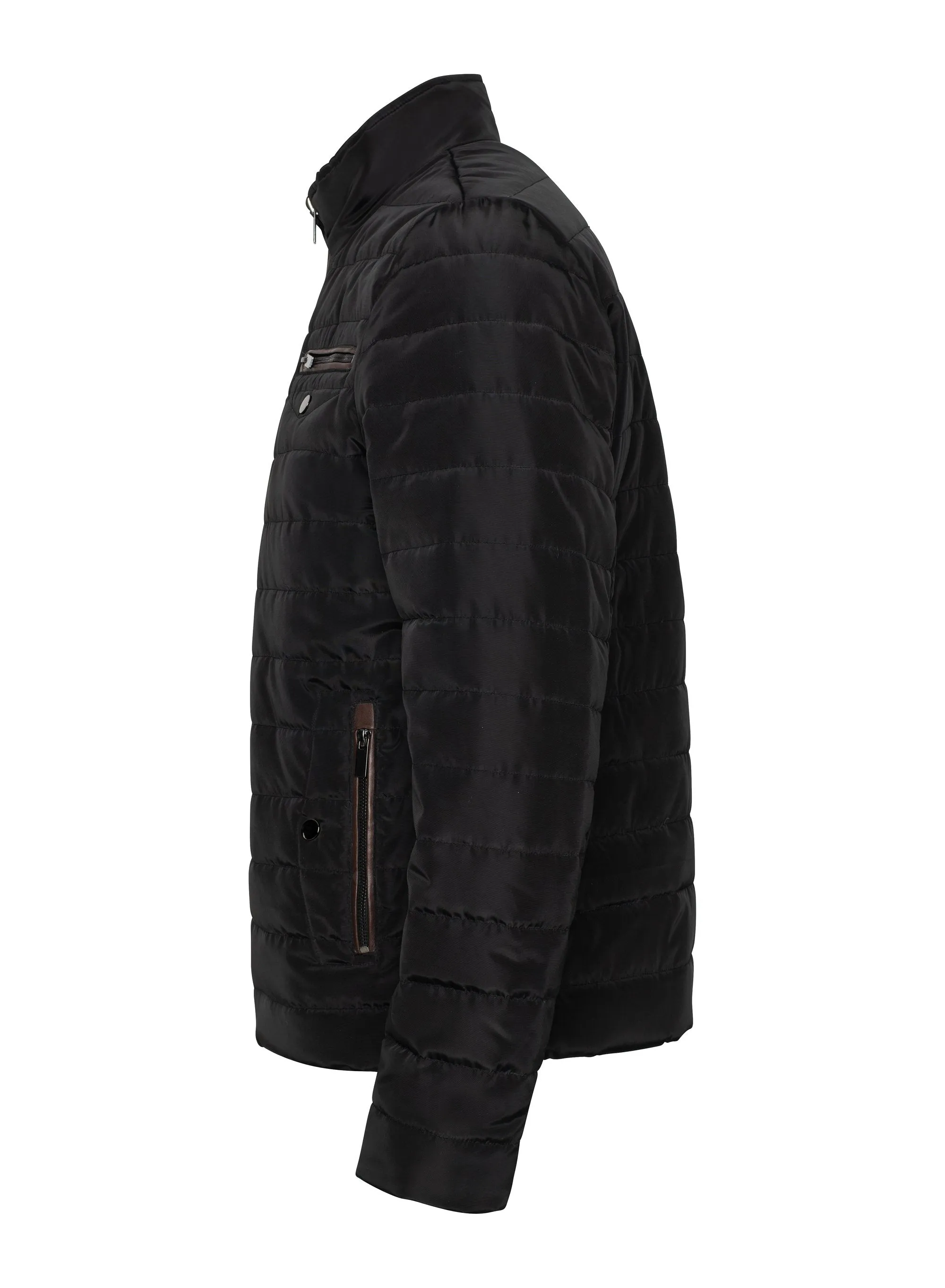 Regency - Stand-up Collar Mix Media Puffer Jacket - IOWA