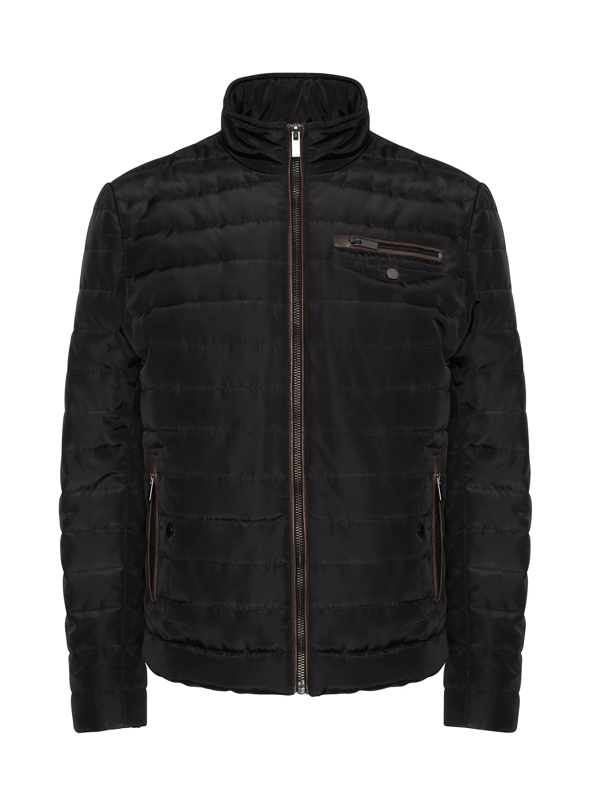 Regency - Stand-up Collar Mix Media Puffer Jacket - IOWA