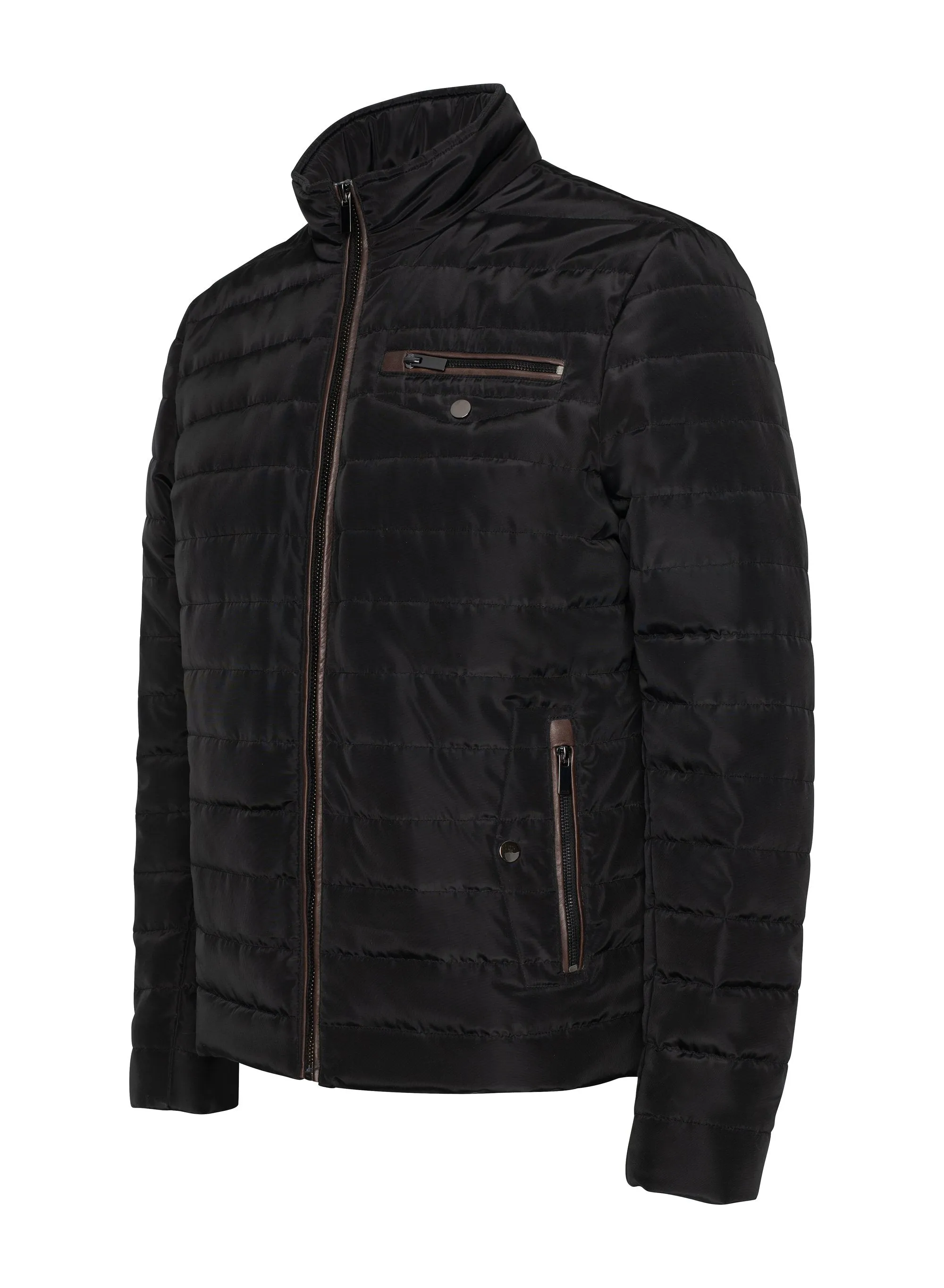 Regency - Stand-up Collar Mix Media Puffer Jacket - IOWA