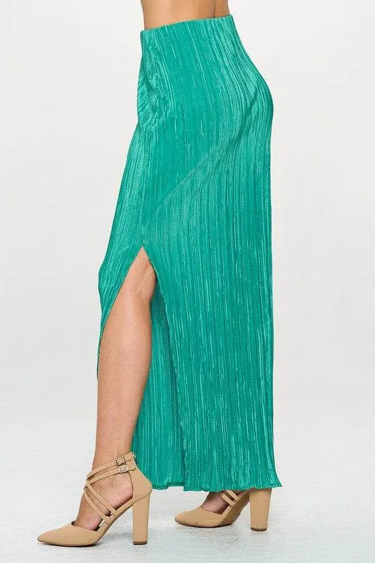 Renee C. Formal Plisse Maxi Skirt with Slit