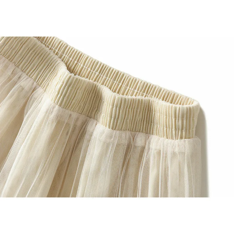 Rhinestone High Waisted Pleated Tiered Skirt