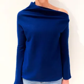 Royal Blue Cashmere Off The Shoulder Jumper Small