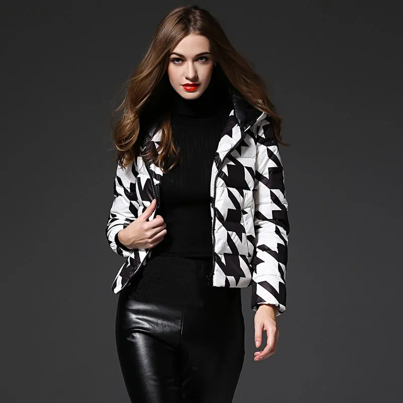 Runway Houndstooth Down Jacket