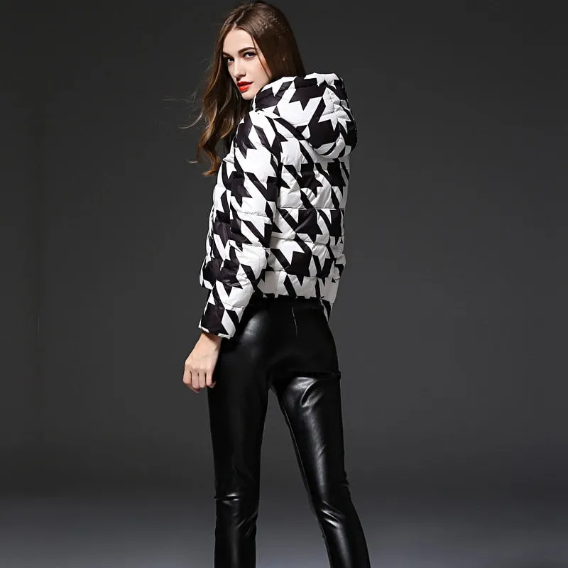 Runway Houndstooth Down Jacket