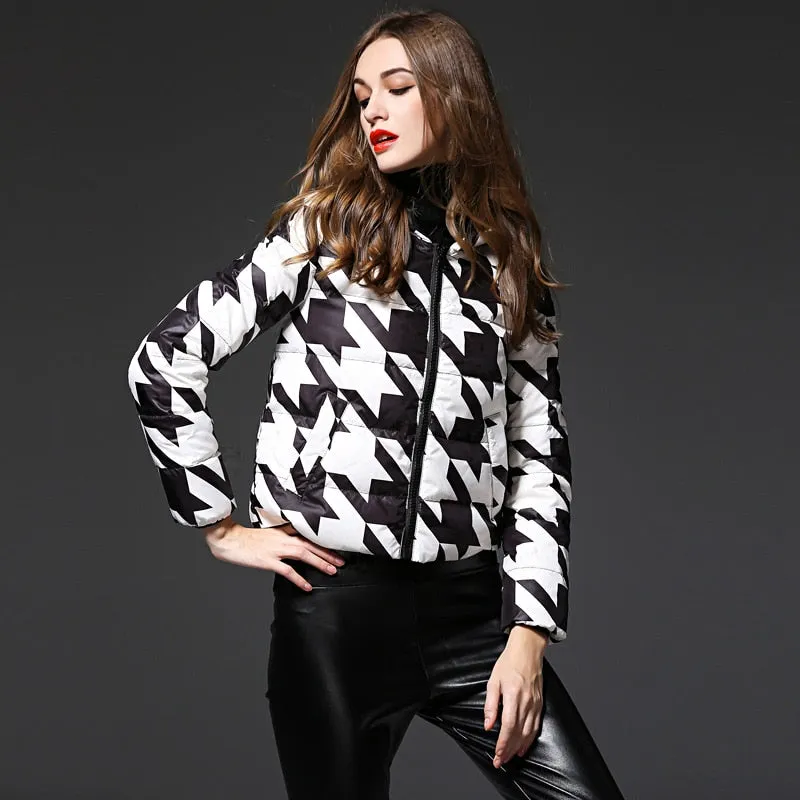 Runway Houndstooth Down Jacket