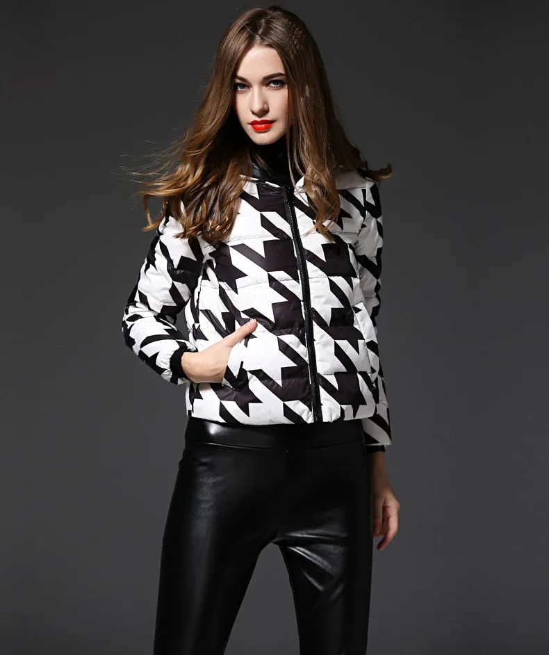 Runway Houndstooth Down Jacket