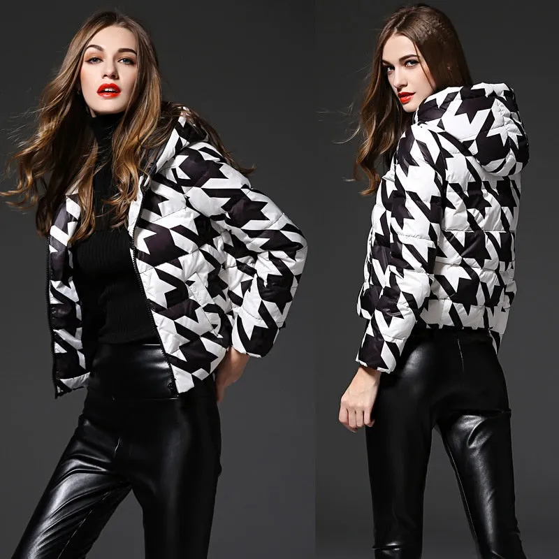 Runway Houndstooth Down Jacket