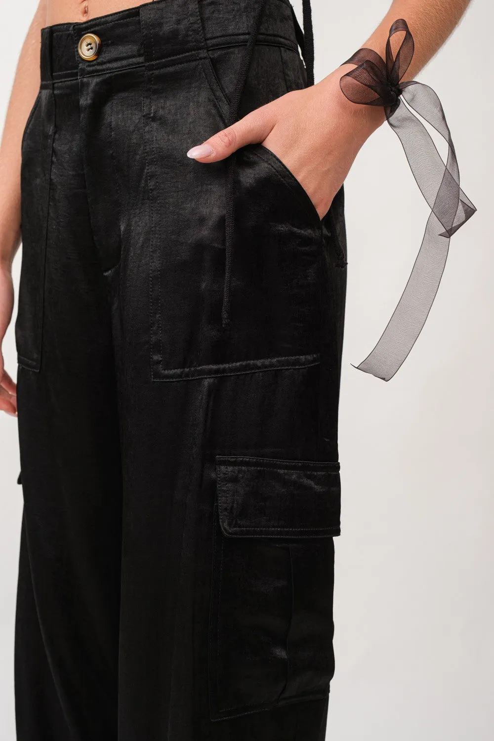 Satin Cargo Pants