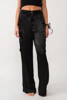 Satin Cargo Pants