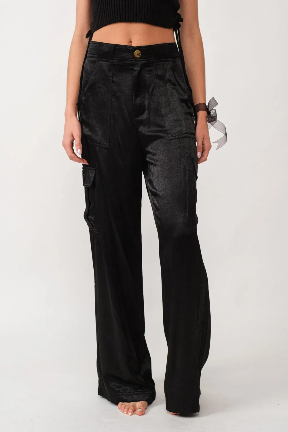 Satin Cargo Pants