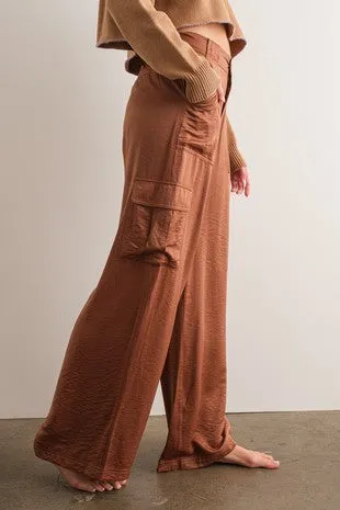 Satin Cargo Pants