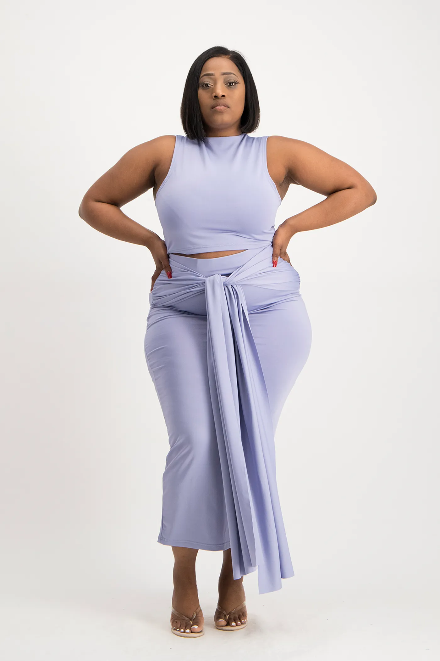 Savannah Wrap Tie Detail Skirt - Persian Violet