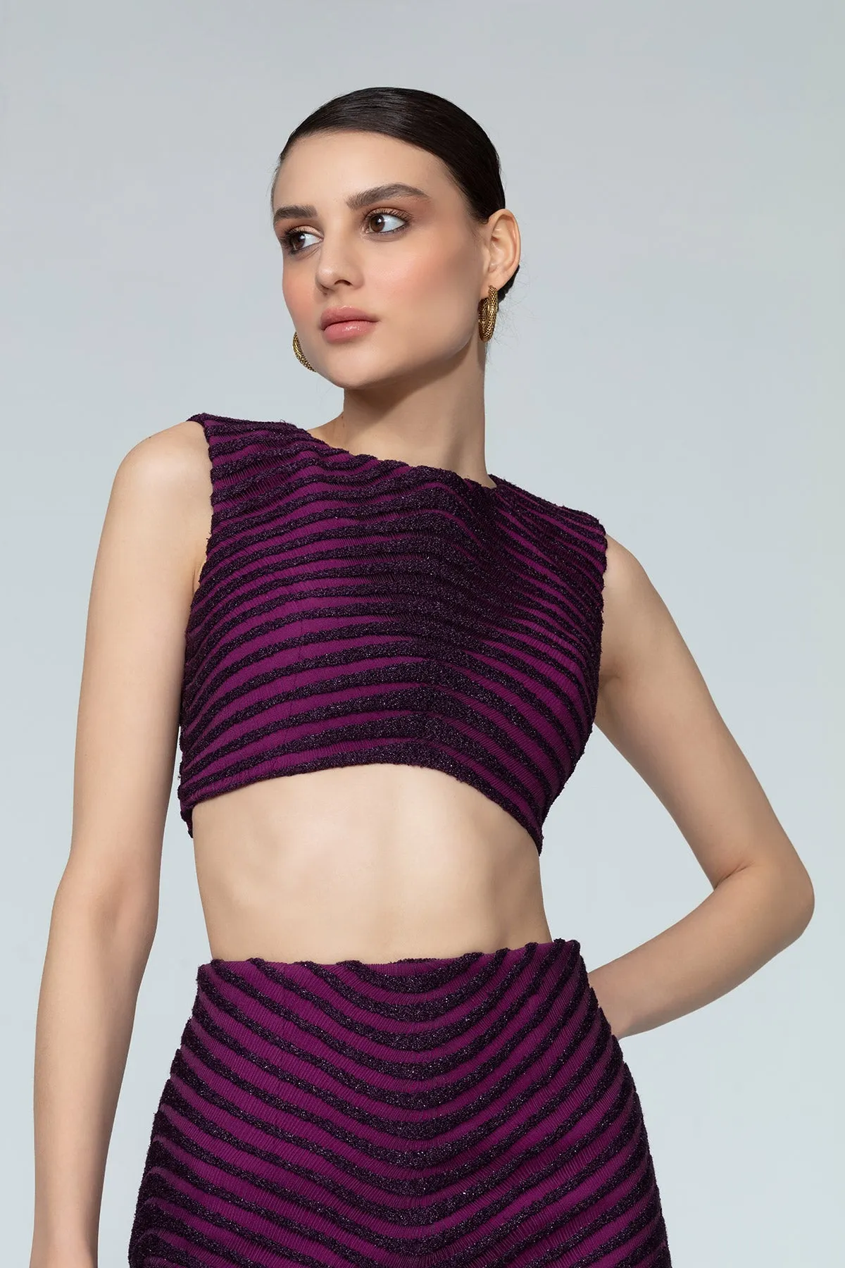 Shiny Fabric Mini Pencil Skirt