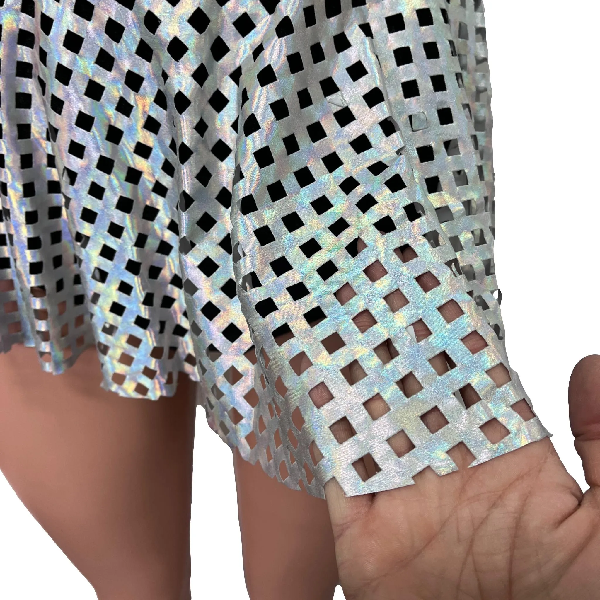 Skater Skirt - Opal Diamond Cutout Holographic Iridescent